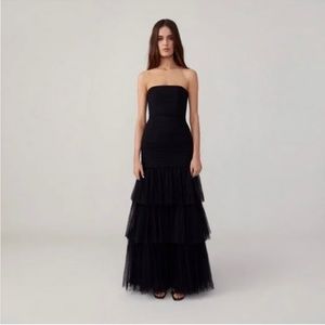 Fame and Partners Black Tulle Gown